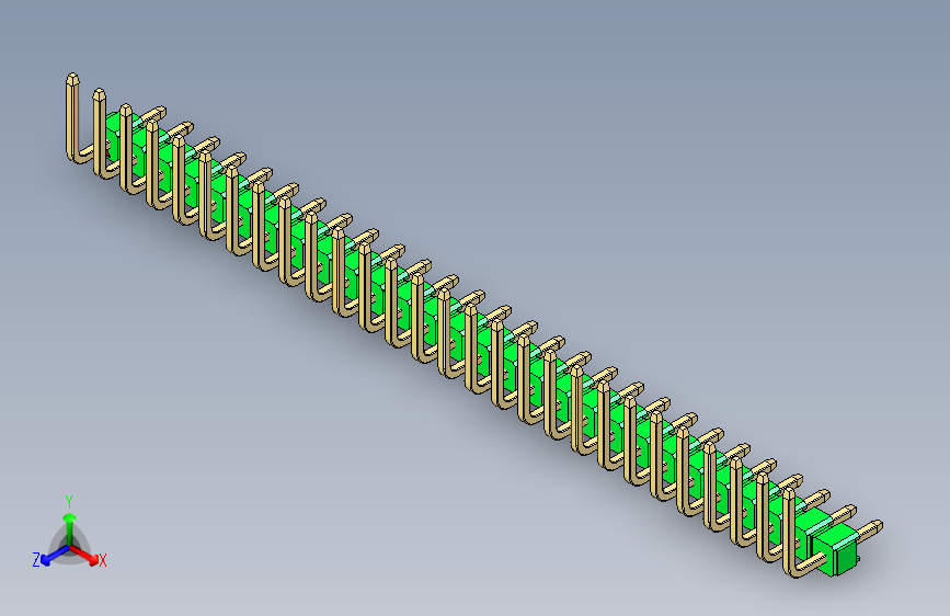 彩色公排针 100mil 2.54mm 系列-DS1022_green_28p_100mil_TypeU_rev1.0