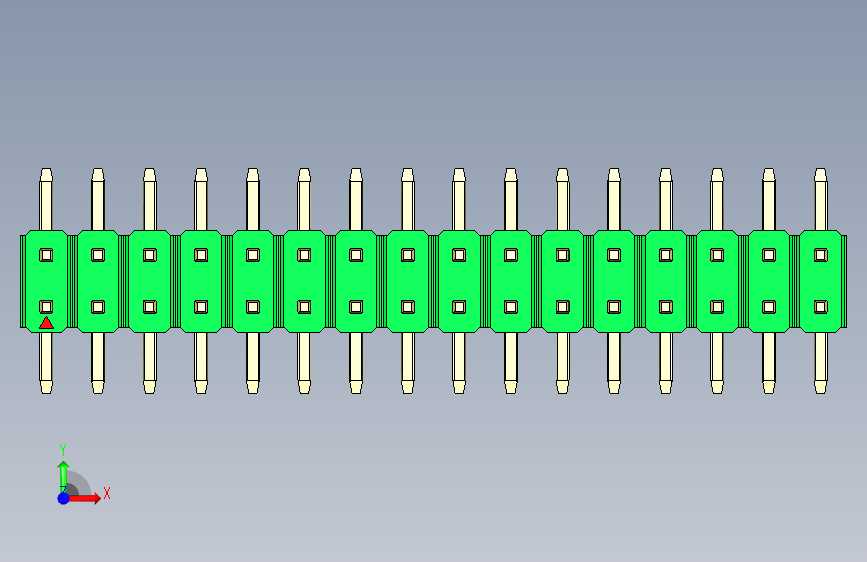 彩色公排针 100mil 2.54mm 系列-DS1022_green_32p_100mil_TypeSMT_rev1.0 正面视图