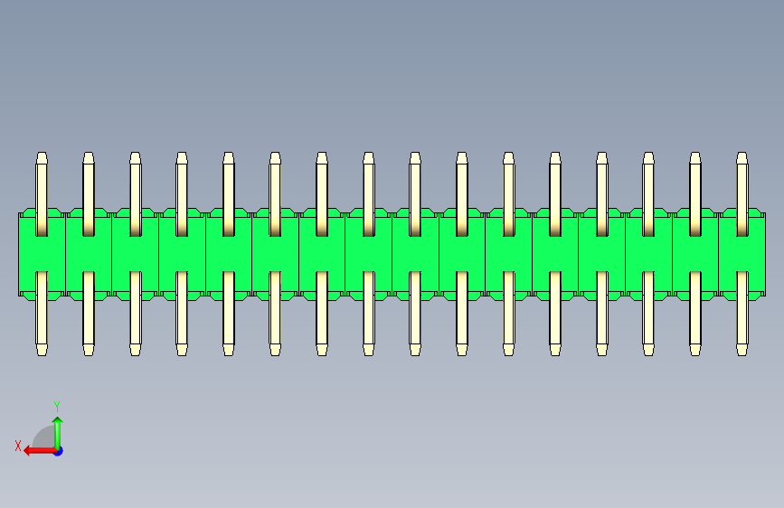 彩色公排针 100mil 2.54mm 系列-DS1022_green_32p_100mil_TypeSMT_rev1.0 背面视图