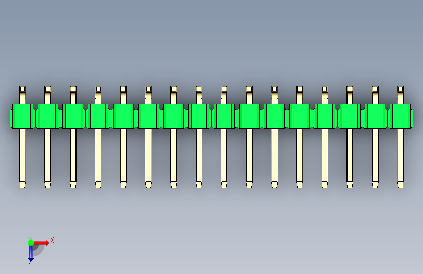 彩色公排针 100mil 2.54mm 系列-DS1022_green_32p_100mil_TypeSMT_rev1.0 俯视图