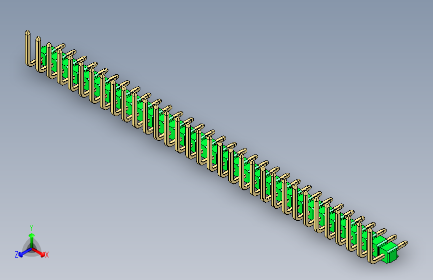 彩色公排针 100mil 2.54mm 系列-DS1022_green_33p_100mil_TypeU_rev1.0