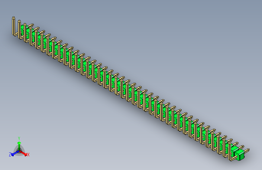彩色公排针 100mil 2.54mm 系列-DS1022_green_39p_100mil_TypeU_rev1.0
