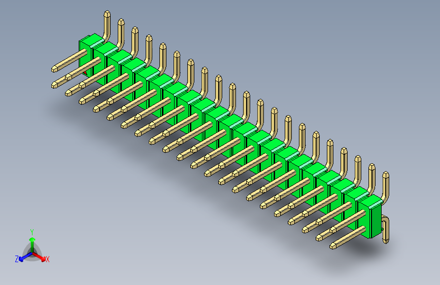 彩色公排针 100mil 2.54mm 系列-DS1022_green_42p_100mil_TypeSMT_rev1.0_STEP_模型图纸 ...