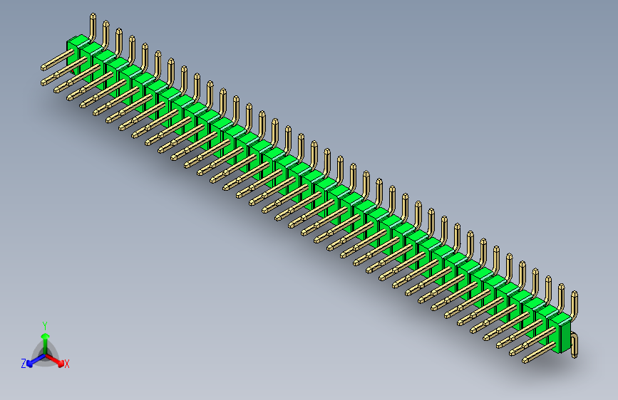 彩色公排针 100mil 2.54mm 系列-DS1022_green_76p_100mil_TypeSMT_rev1.0