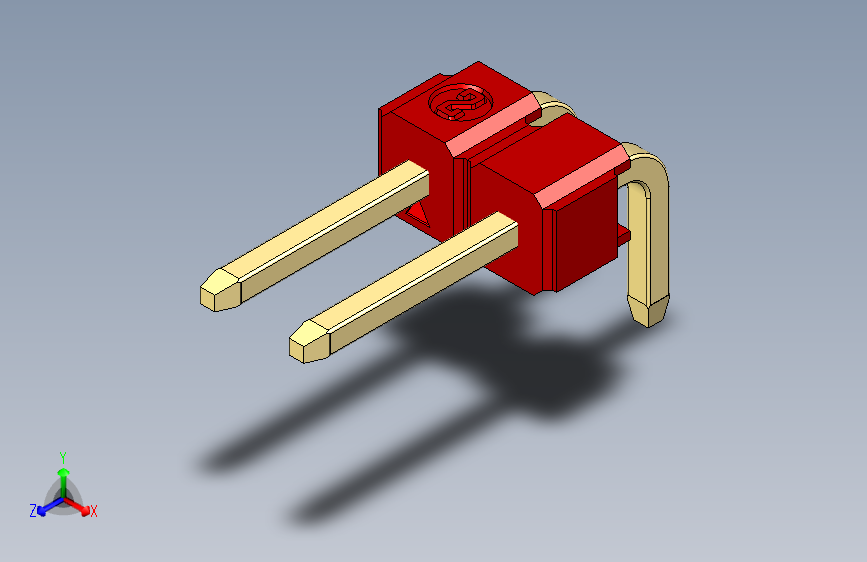 彩色公排针 100mil 2.54mm 系列-DS1022_red_1x02p_100mil_TypeD_rev1.0