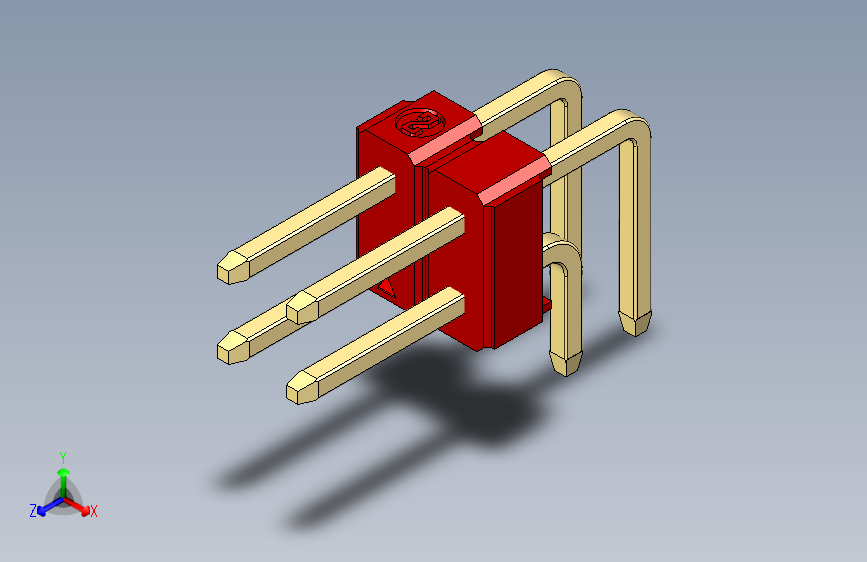 彩色公排针 100mil 2.54mm 系列-DS1022_red_2x02p_100mil_TypeD_rev1.0