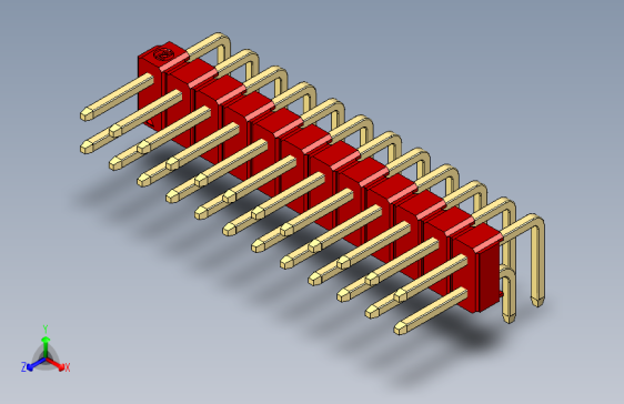 彩色公排针 100mil 2.54mm 系列-DS1022_red_2x12p_100mil_TypeD_rev1.0