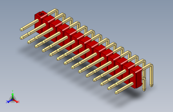 彩色公排针 100mil 2.54mm 系列-DS1022_red_2x14p_100mil_TypeD_rev1.0