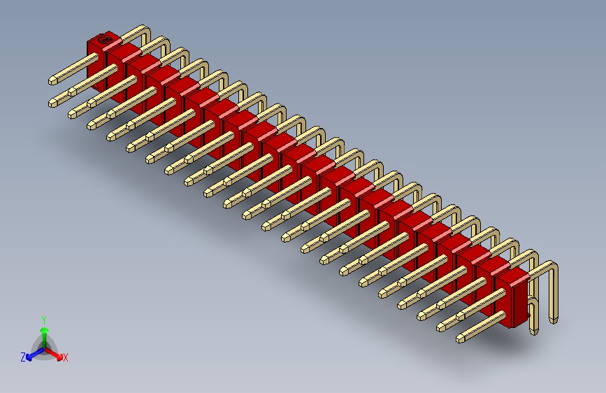 彩色公排针 100mil 2.54mm 系列-DS1022_red_2x22p_100mil_TypeD_rev1.0