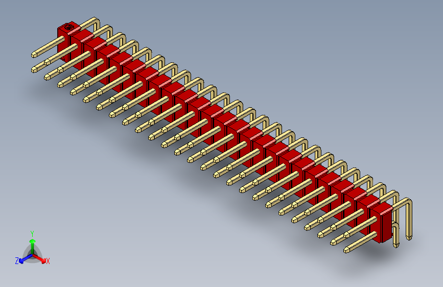 彩色公排针 100mil 2.54mm 系列-DS1022_red_2x25p_100mil_TypeD_rev1.0