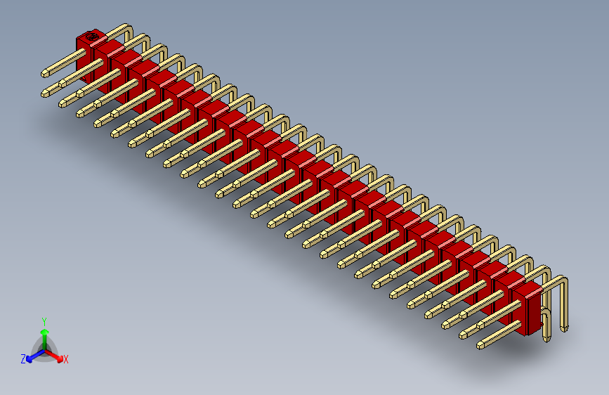 彩色公排针 100mil 2.54mm 系列-DS1022_red_2x26p_100mil_TypeD_rev1.0