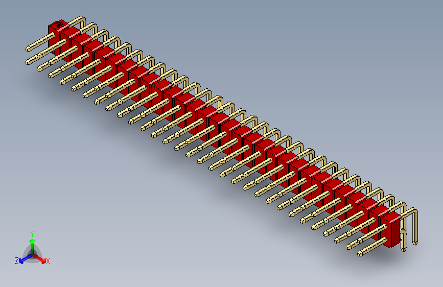 彩色公排针 100mil 2.54mm 系列-DS1022_red_2x30p_100mil_TypeD_rev1.0