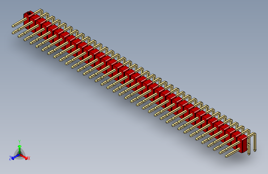 彩色公排针 100mil 2.54mm 系列-DS1022_red_2x37p_100mil_TypeD_rev1.0