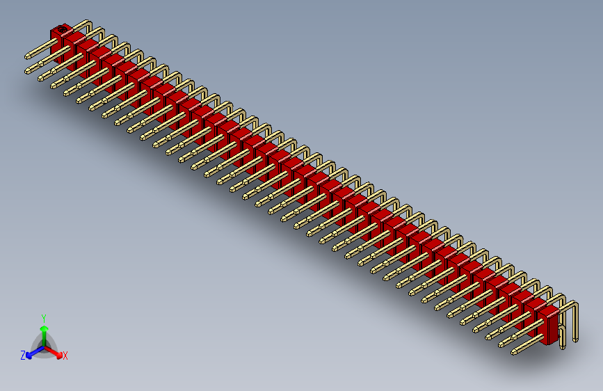 彩色公排针 100mil 2.54mm 系列-DS1022_red_2x39p_100mil_TypeD_rev1.0
