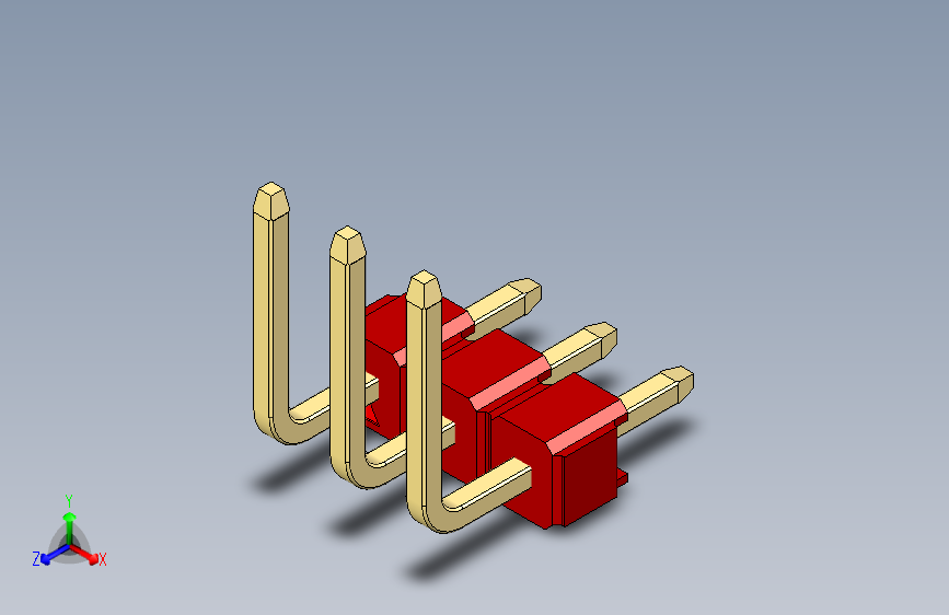 彩色公排针 100mil 2.54mm 系列-DS1022_red_03p_100mil_TypeU_rev1.0