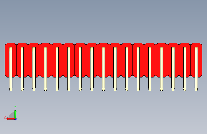 彩色公排针 100mil 2.54mm 系列-DS1022_red_3x17p_100mil_TypeD_rev1.0 背面视图