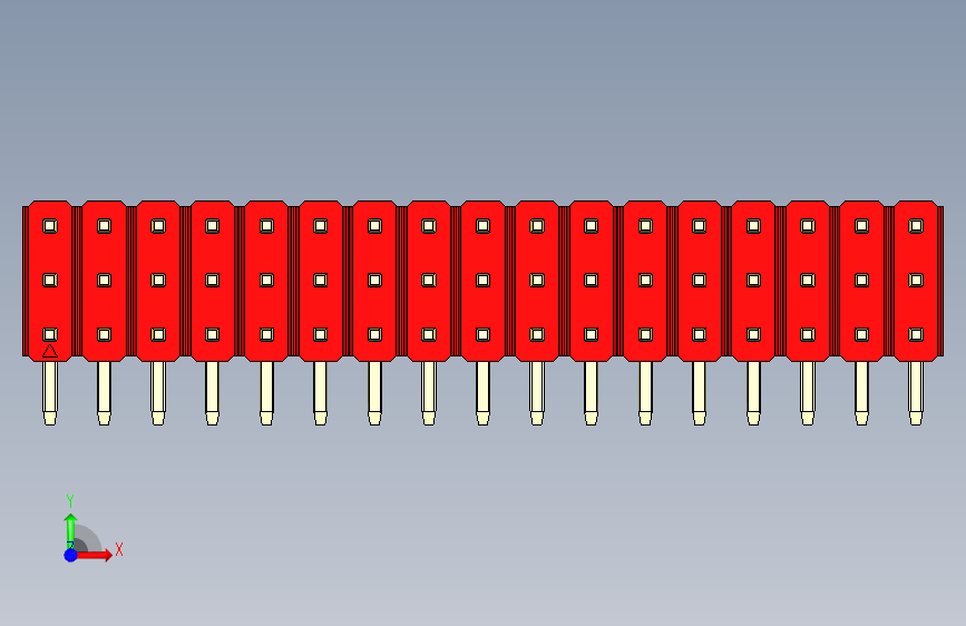 彩色公排针 100mil 2.54mm 系列-DS1022_red_3x17p_100mil_TypeD_rev1.0 正面视图