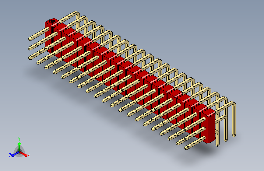 彩色公排针 100mil 2.54mm 系列-DS1022_red_3x20p_100mil_TypeD_rev1.0