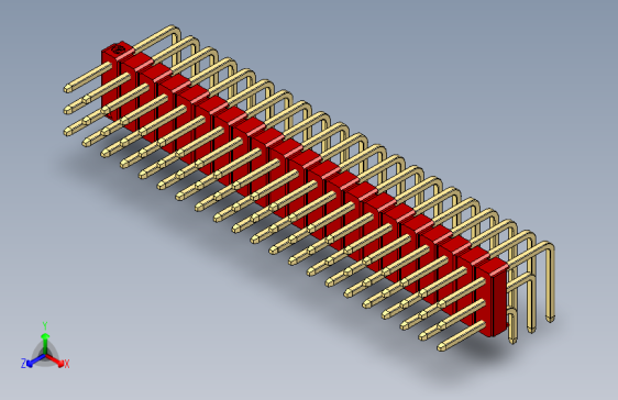 彩色公排针 100mil 2.54mm 系列-DS1022_red_3x21p_100mil_TypeD_rev1.0