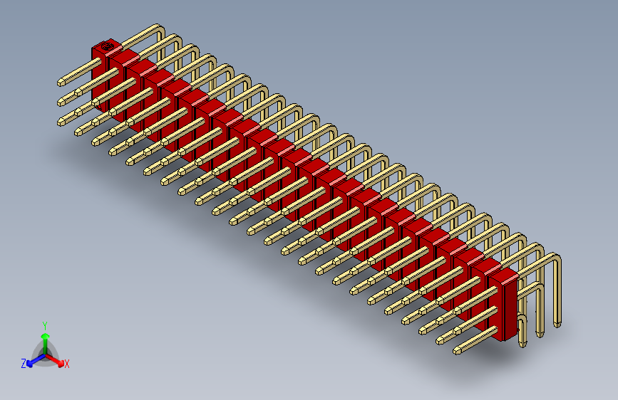 彩色公排针 100mil 2.54mm 系列-DS1022_red_3x24p_100mil_TypeD_rev1.0