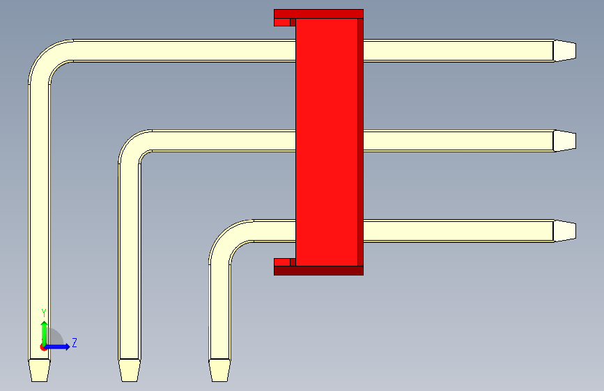 彩色公排针 100mil 2.54mm 系列-DS1022_red_3x25p_100mil_TypeD_rev1.0 左侧视图
