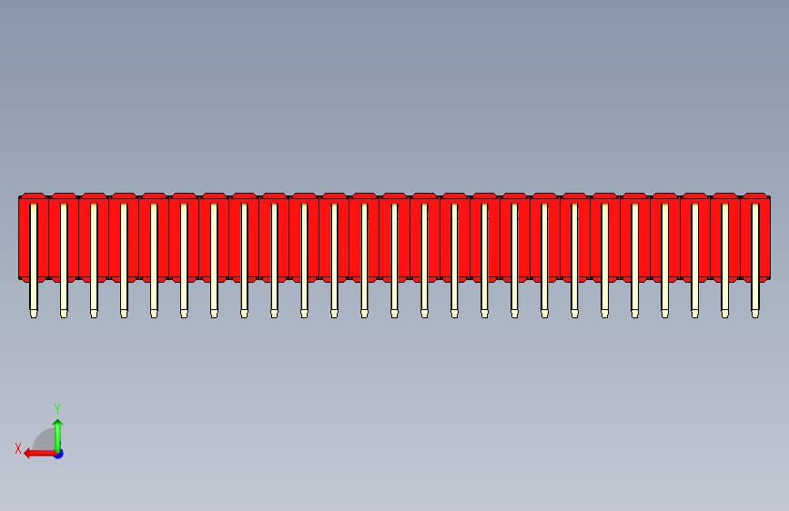 彩色公排针 100mil 2.54mm 系列-DS1022_red_3x25p_100mil_TypeD_rev1.0 背面视图