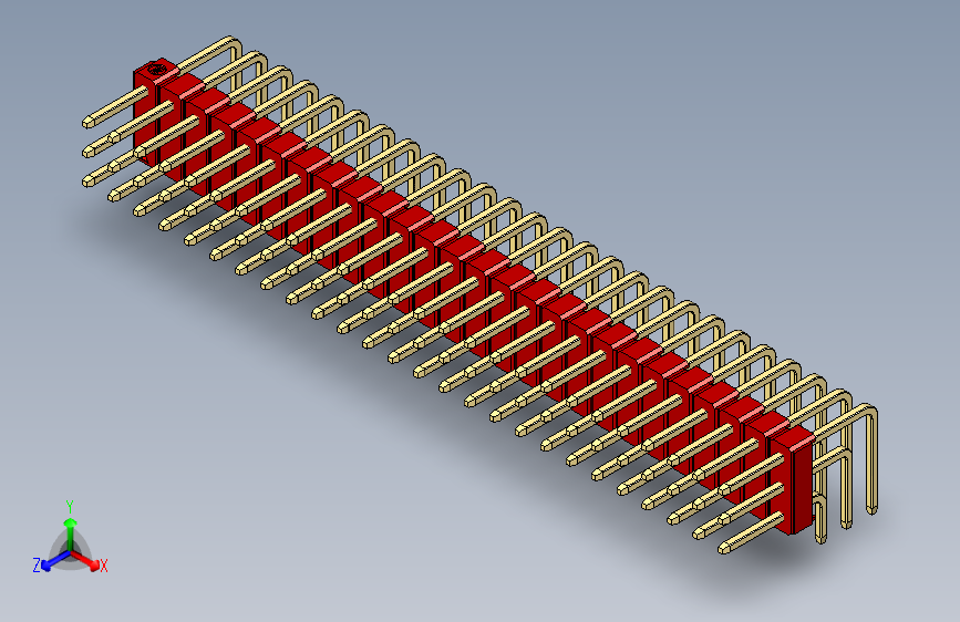彩色公排针 100mil 2.54mm 系列-DS1022_red_3x26p_100mil_TypeD_rev1.0