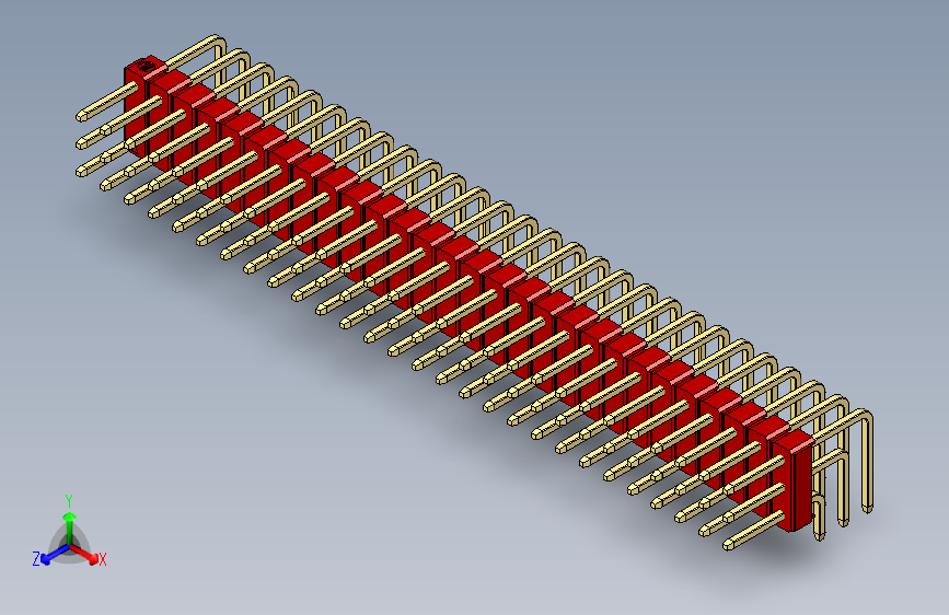 彩色公排针 100mil 2.54mm 系列-DS1022_red_3x28p_100mil_TypeD_rev1.0