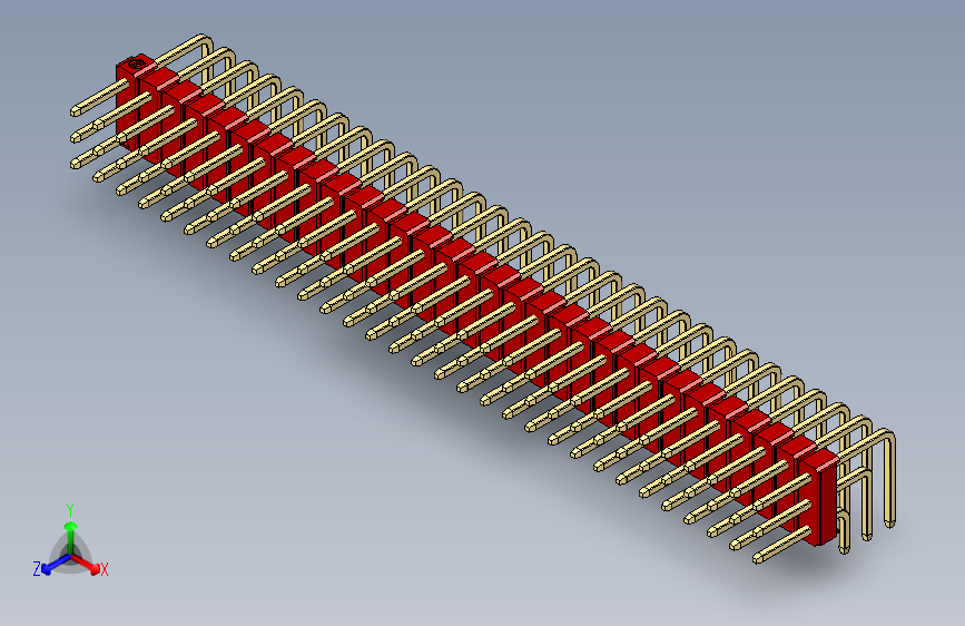 彩色公排针 100mil 2.54mm 系列-DS1022_red_3x31p_100mil_TypeD_rev1.0