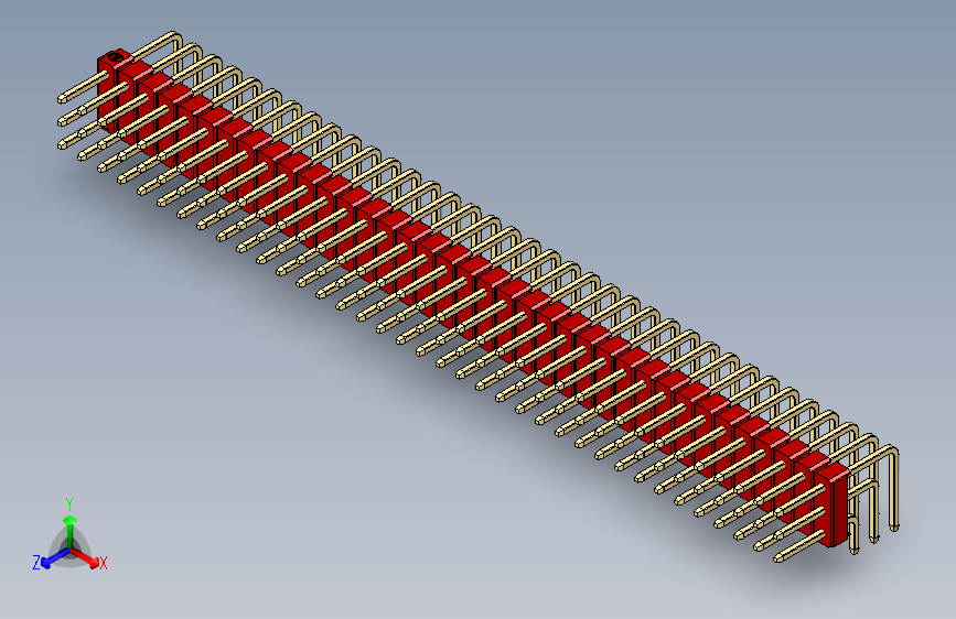 彩色公排针 100mil 2.54mm 系列-DS1022_red_3x37p_100mil_TypeD_rev1.0