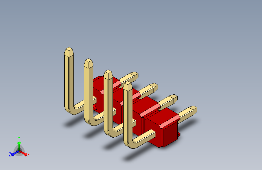 彩色公排针 100mil 2.54mm 系列-DS1022_red_04p_100mil_TypeU_rev1.0
