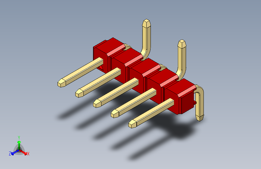 彩色公排针 100mil 2.54mm 系列-DS1022_red_05p_100mil_Type_SMT_R2_rev1.0