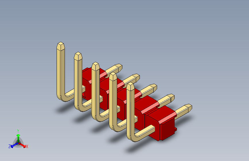 彩色公排针 100mil 2.54mm 系列-DS1022_red_05p_100mil_TypeU_rev1.0