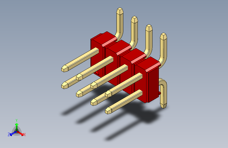 彩色公排针 100mil 2.54mm 系列-DS1022_red_08p_100mil_TypeSMT_rev1.0