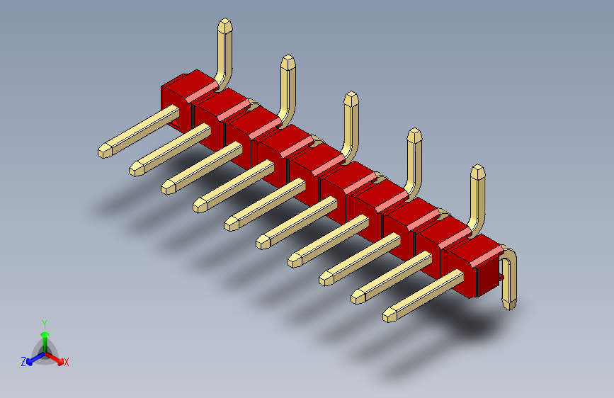 彩色公排针 100mil 2.54mm 系列-DS1022_red_10p_100mil_Type_SMT_R1_rev1.0