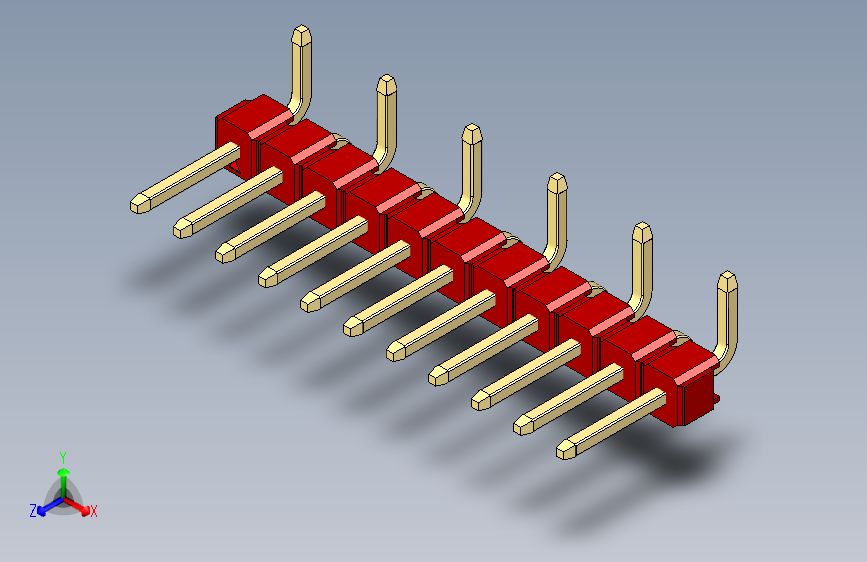 彩色公排针 100mil 2.54mm 系列-DS1022_red_11p_100mil_Type_SMT_R1_rev1.0