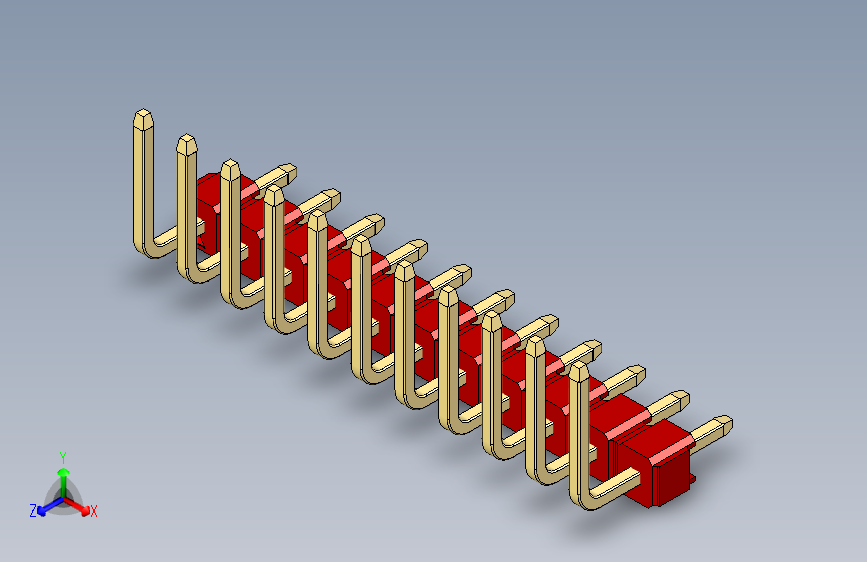 彩色公排针 100mil 2.54mm 系列-DS1022_red_11p_100mil_TypeU_rev1.0