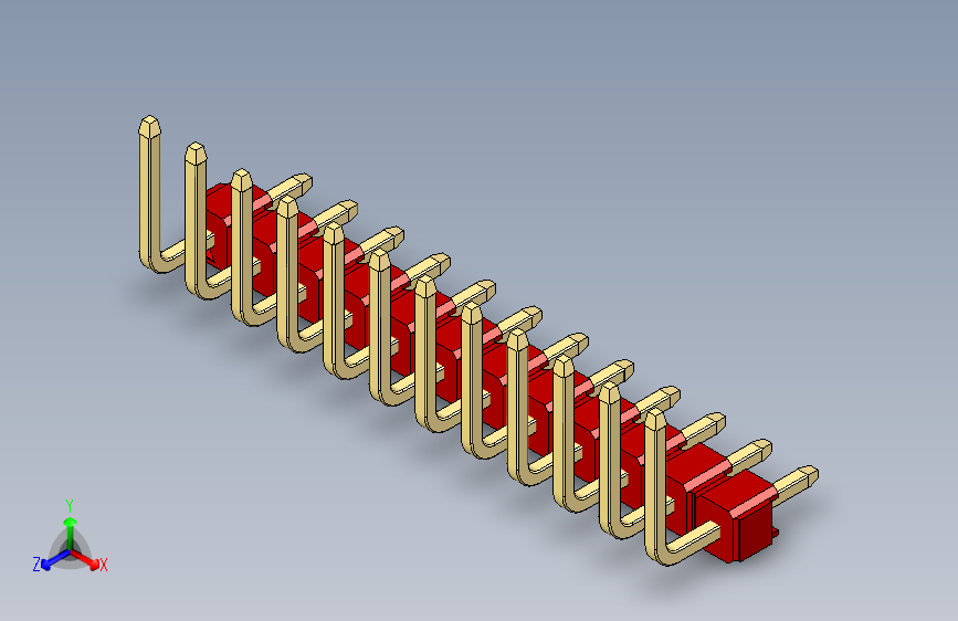 彩色公排针 100mil 2.54mm 系列-DS1022_red_12p_100mil_TypeU_rev1.0