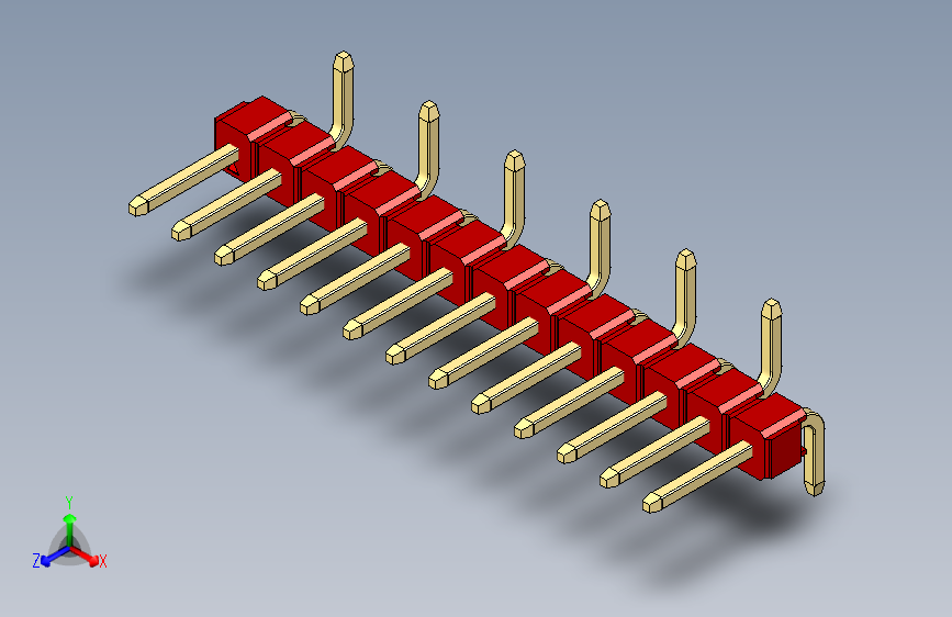 彩色公排针 100mil 2.54mm 系列-DS1022_red_13p_100mil_Type_SMT_R2_rev1.0