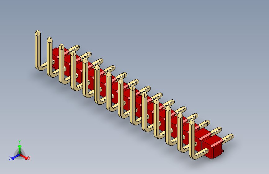 彩色公排针 100mil 2.54mm 系列-DS1022_red_14p_100mil_TypeU_rev1.0