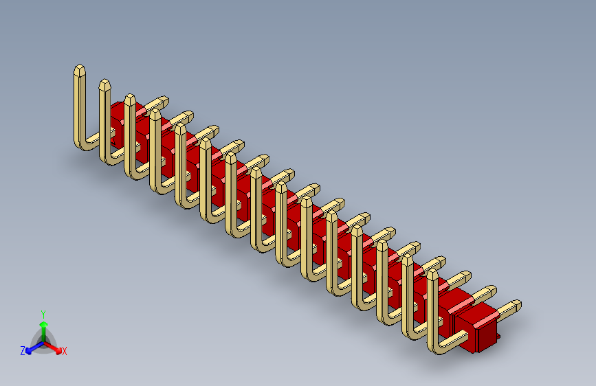 彩色公排针 100mil 2.54mm 系列-DS1022_red_15p_100mil_TypeU_rev1.0