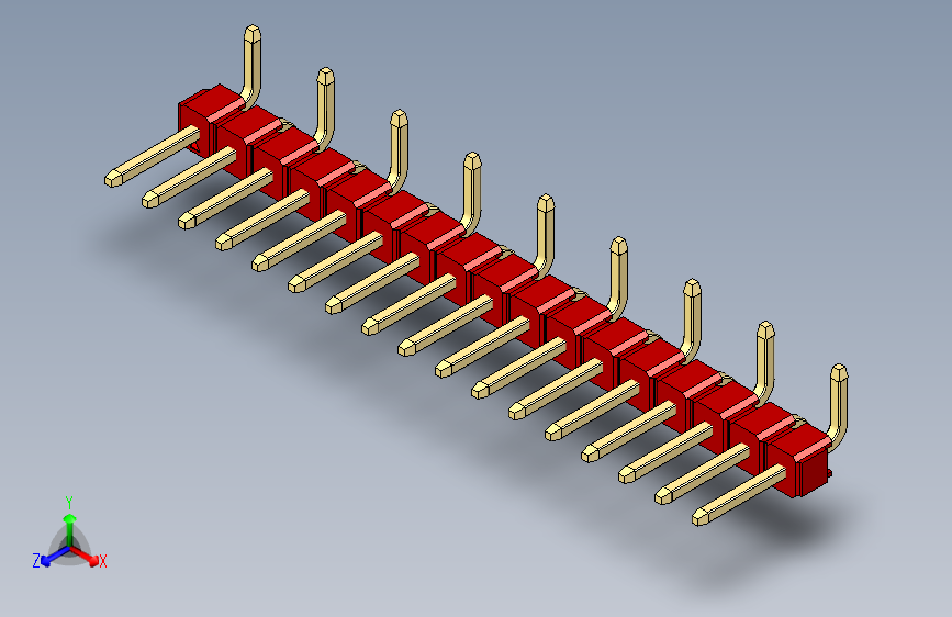 彩色公排针 100mil 2.54mm 系列-DS1022_red_17p_100mil_Type_SMT_R1_rev1.0