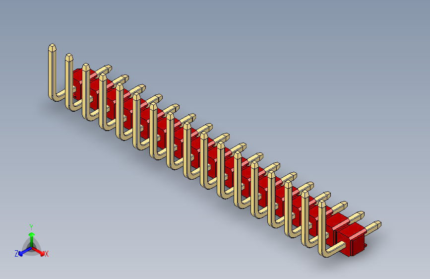 彩色公排针 100mil 2.54mm 系列-DS1022_red_17p_100mil_TypeU_rev1.0