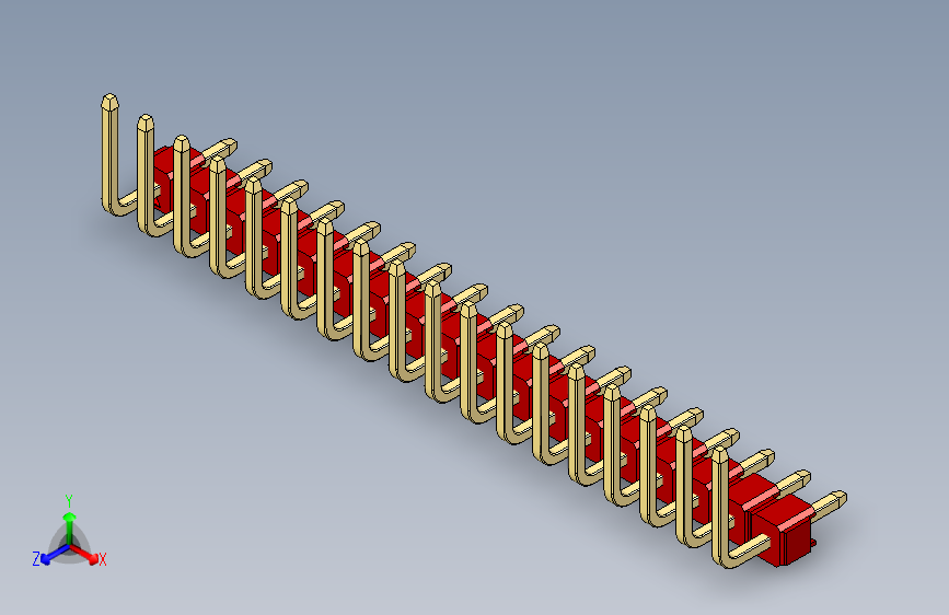 彩色公排针 100mil 2.54mm 系列-DS1022_red_18p_100mil_TypeU_rev1.0