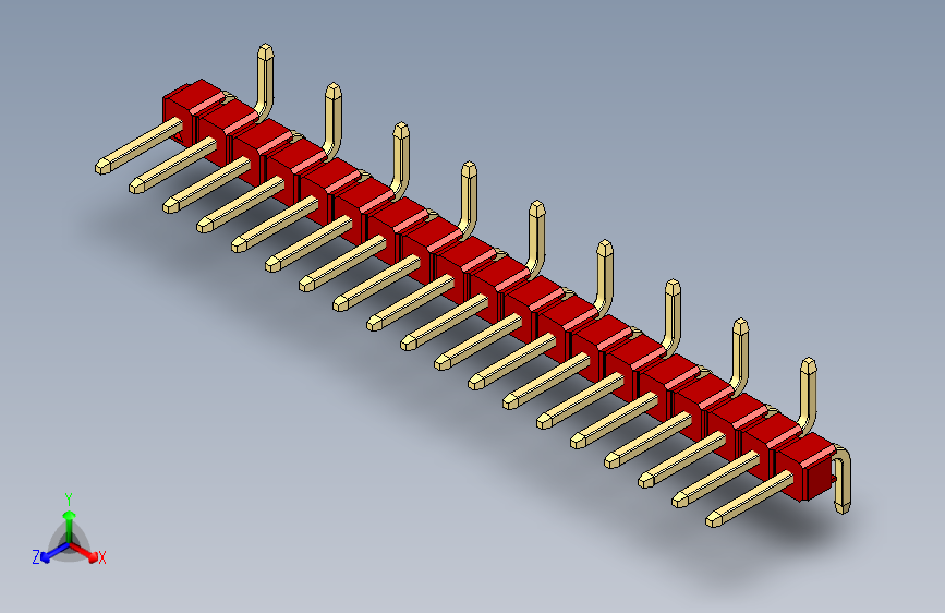 彩色公排针 100mil 2.54mm 系列-DS1022_red_19p_100mil_Type_SMT_R2_rev1.0
