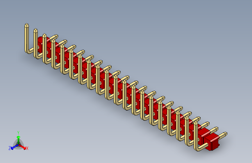 彩色公排针 100mil 2.54mm 系列-DS1022_red_20p_100mil_TypeU_rev1.0