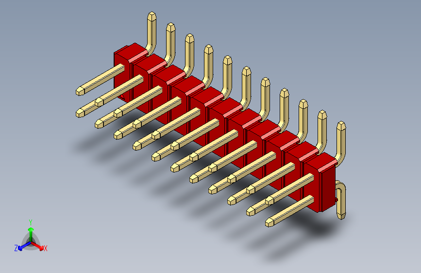 彩色公排针 100mil 2.54mm 系列-DS1022_red_22p_100mil_TypeSMT_rev1.0