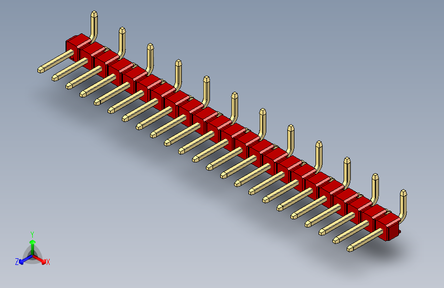 彩色公排针 100mil 2.54mm 系列-DS1022_red_23p_100mil_Type_SMT_R1_rev1.0