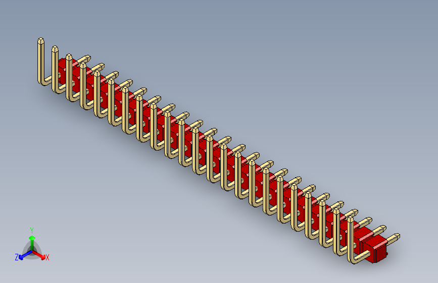 彩色公排针 100mil 2.54mm 系列-DS1022_red_23p_100mil_TypeU_rev1.0