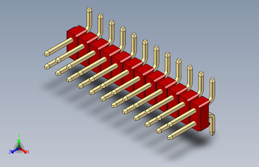彩色公排针 100mil 2.54mm 系列-DS1022_red_24p_100mil_TypeSMT_rev1.0